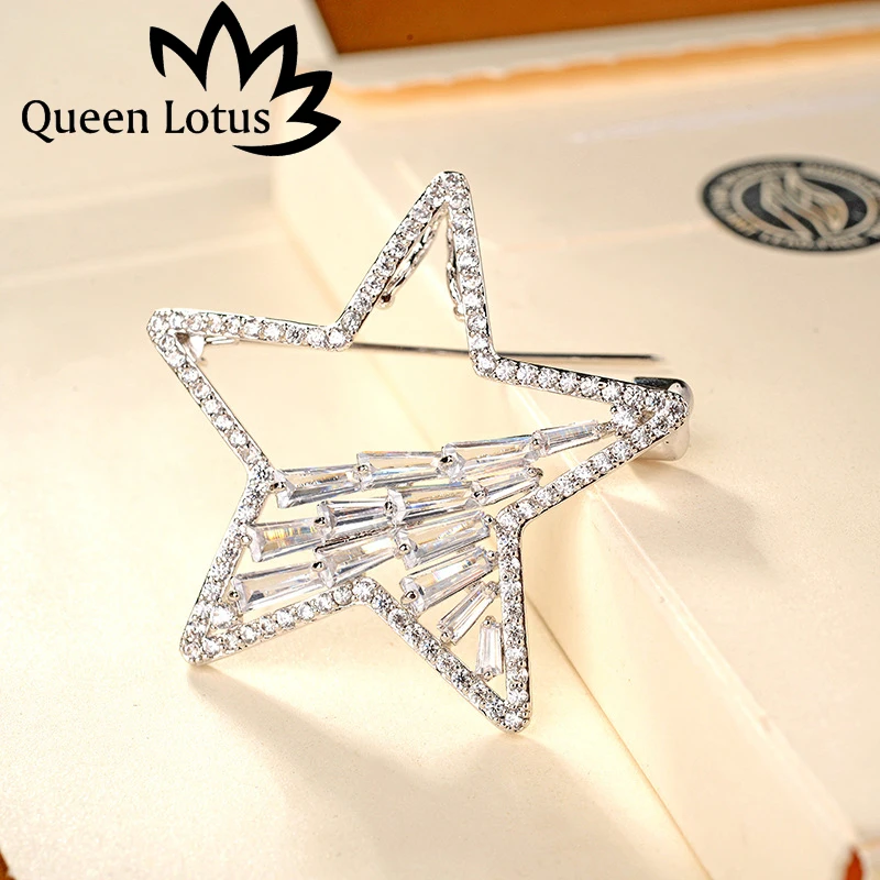 Корейская версия 2017 Женская пятиконечная брошь с кристаллами и цирконием модная