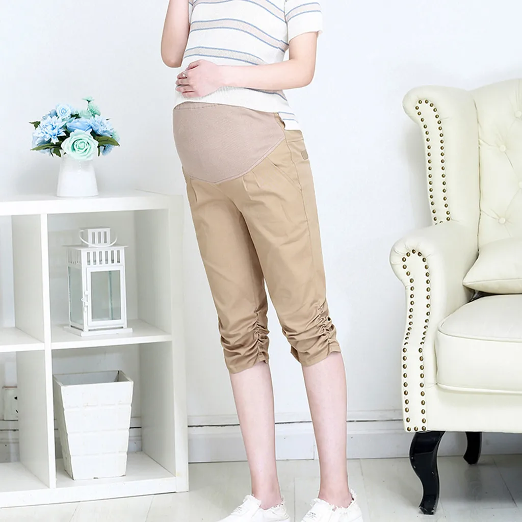 Women's Maternity Pants Pregnant Calf-Length Pregnancy Casual High Waist Large Size Cropped Trousers For | Мать и ребенок