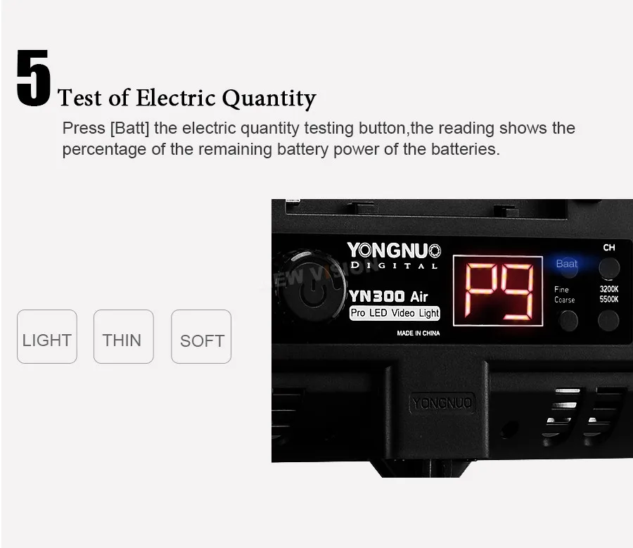 YONGNUO YN300 Air 3200 K-5500 K светодиодный светильник-панель с адаптером питания переменного тока для свадебной видеосъемки