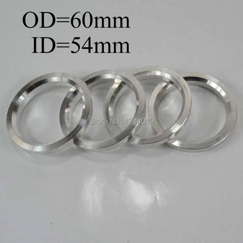 

4Pcs Wheel Hub Centric Rings Center Bore Adapters Spigot Spacer Gasket Set 54mm ID to 60mm OD Aluminium Silver
