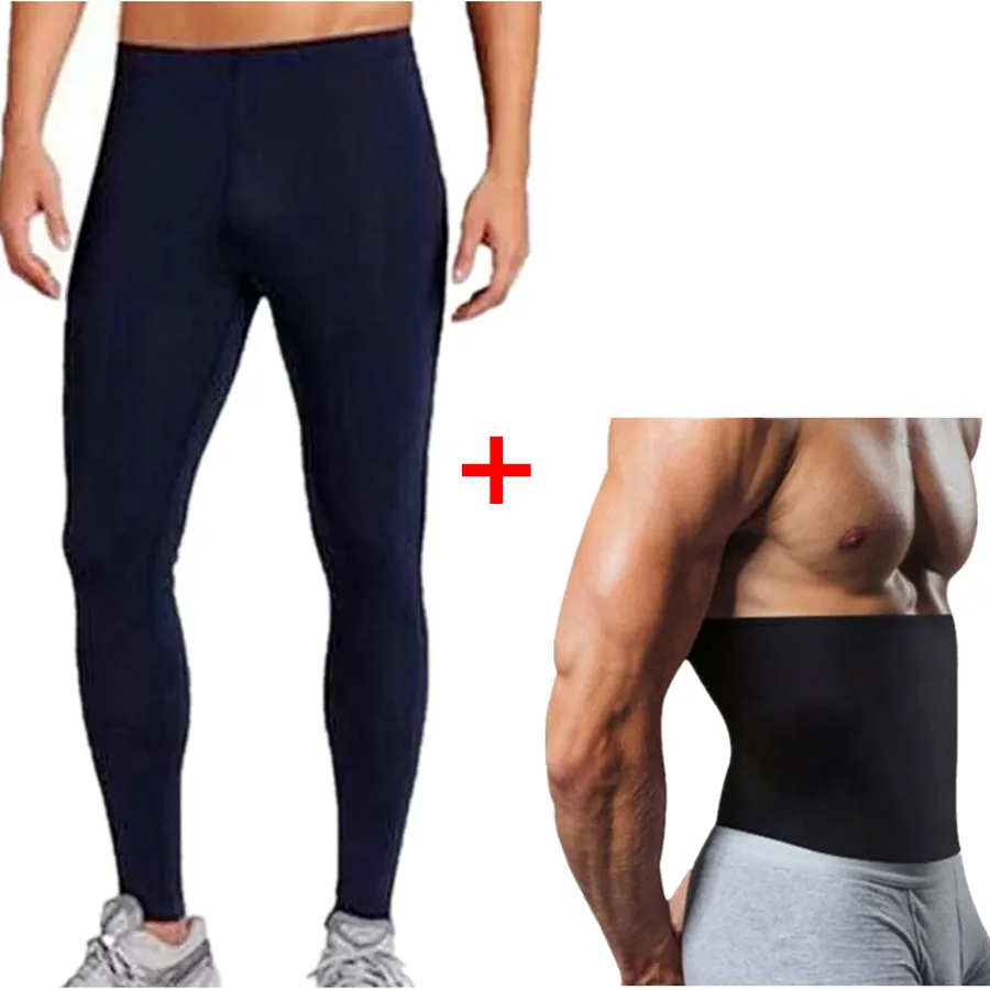 Belt And Pants Рубашка для похудения, неопреновые штаны для коррекции фигуры, мужские Шейперы, пояс, формирователь для сауны, фитнеса, футболка, штаны, талии, тренажер, Корректирующее белье - Цвет: Belt And Pants