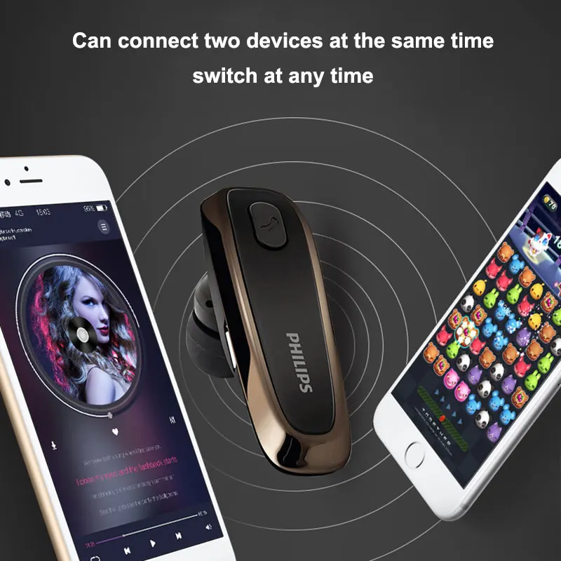 Bluetooth Наушники Philips SHB1700 с литиевой батареей 4 0 Функция шумоподавления для Samsung S9