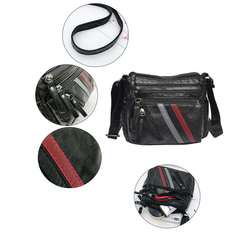 High Quality Mini Black Bag Women Very Soft Washed PU Leather Female Purses and Handbag Lady Small Messenger Bag for