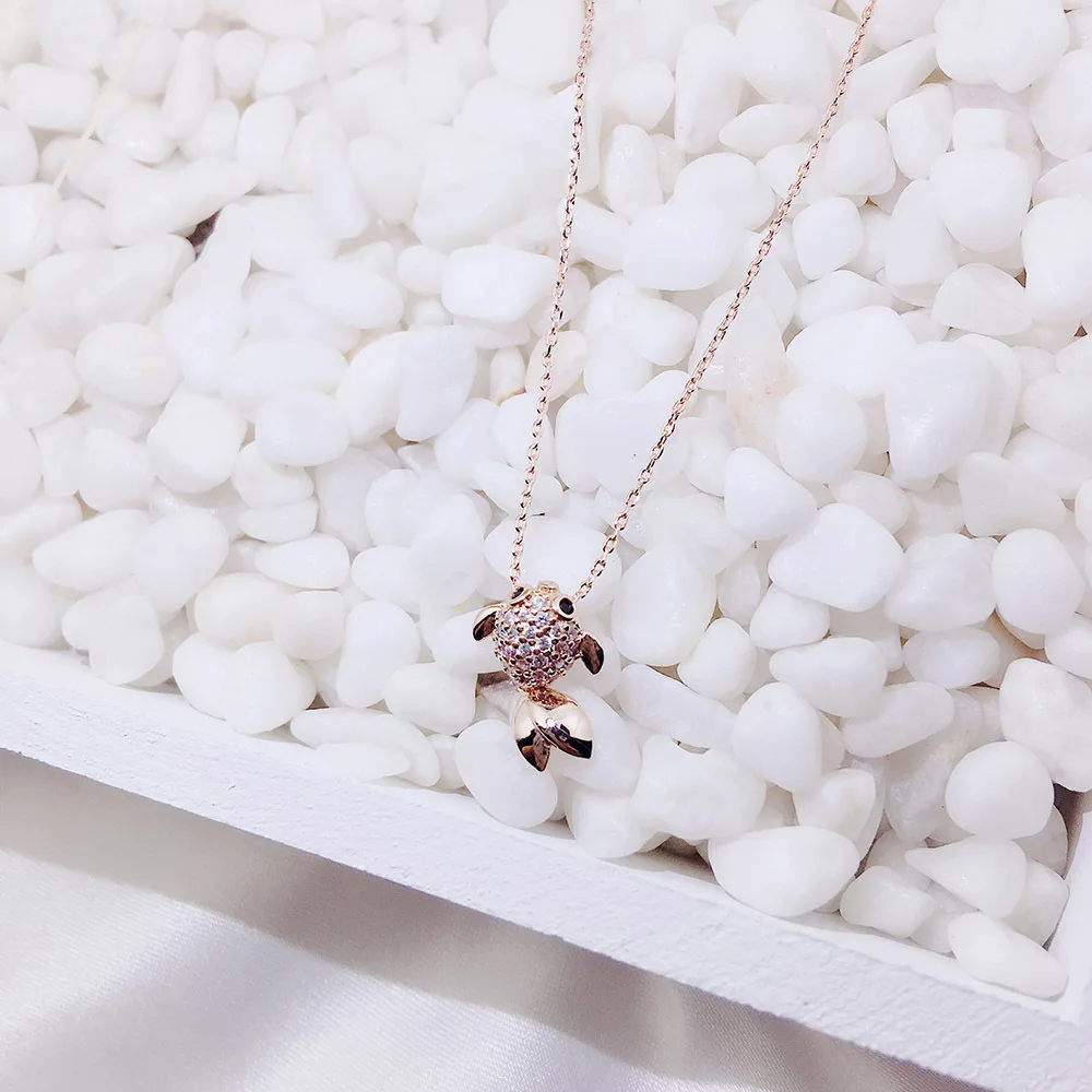 YUN RUO Cubic Zirconia Stone Goldfish Pendant Necklace Rose Gold Silver Color Fashion Jewelry Birthday Gift Woman Drop Shipping | Украшения