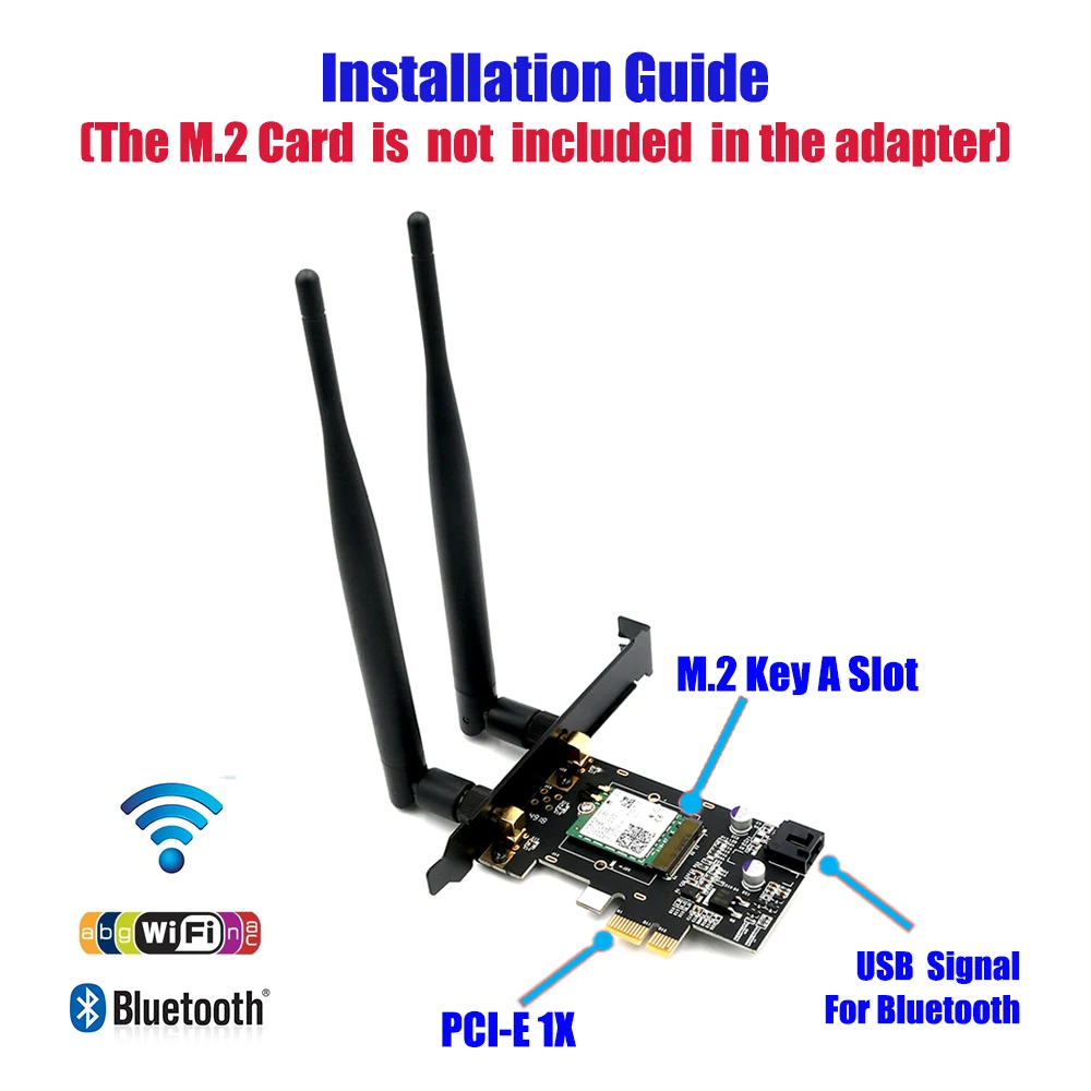 Сетевые карты M.2 Wi-Fi адаптер/карта PCI-E 1X AC 5 ГГц адаптер 2x 5dBi антенна ключ A NGFF Bluetooth