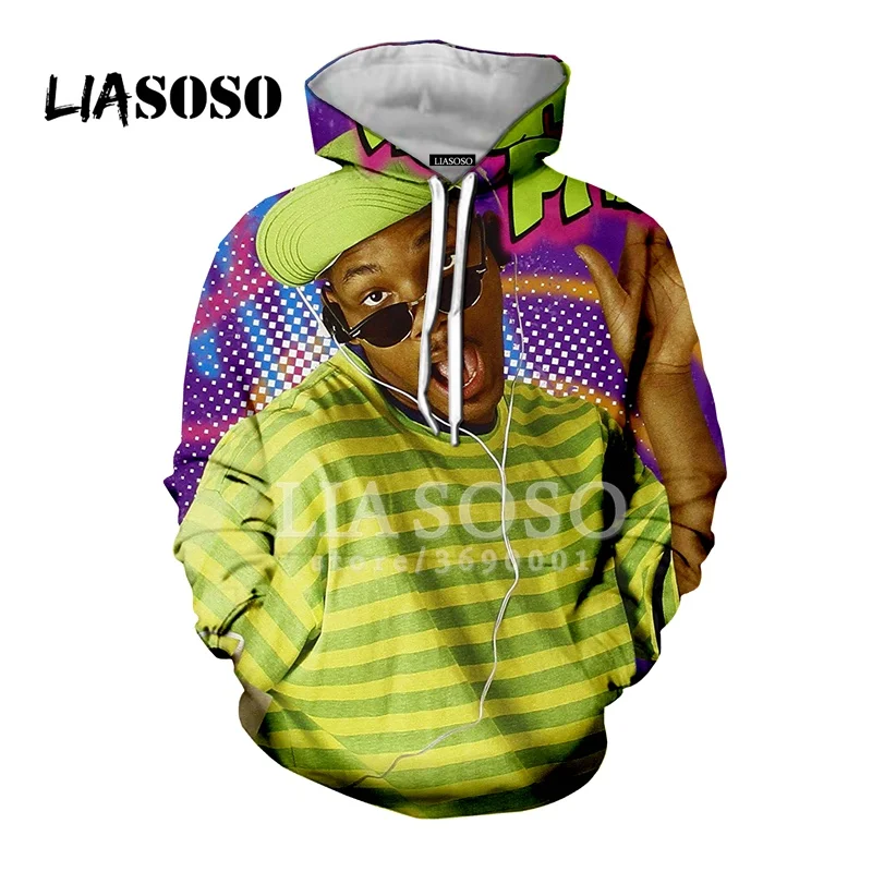 LIASOSO Толстовка 3D ткани с принтом Унисекс Забавные будет Smith Fresh Prince Толстовки