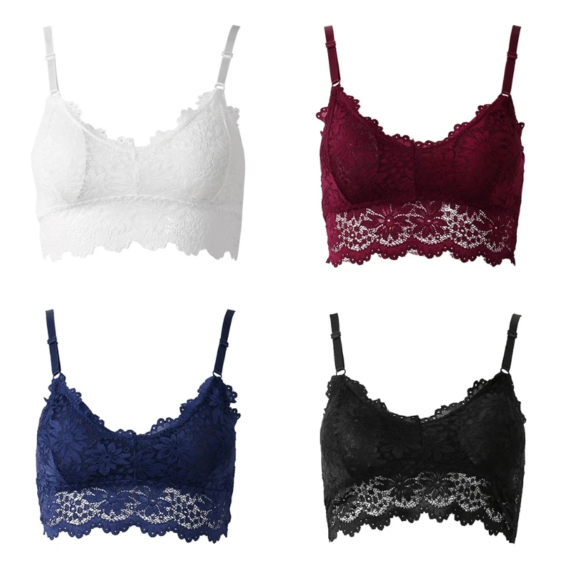 

2019 Sexy Floral Lace Padded Bra Underwear Fashion Sleeveless Bralette Tank Vest Female Lace Push Up Bras