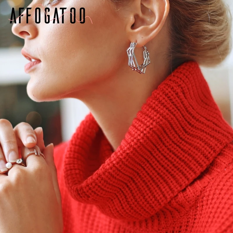 Affogatoo геометрический Серебряные Серьги fine jewelry трендовые стили Элегантные