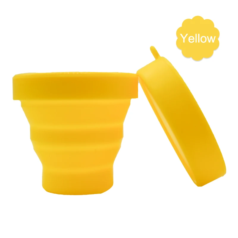 1pcs-Yellow Стерилизатор для менструального стакана Складная силиконовая чашка Гибкая чистая Дамская чашка для женской гигиены Кемпинг Складная стерилизованная чашка - Цвет: 1pcs-Yellow