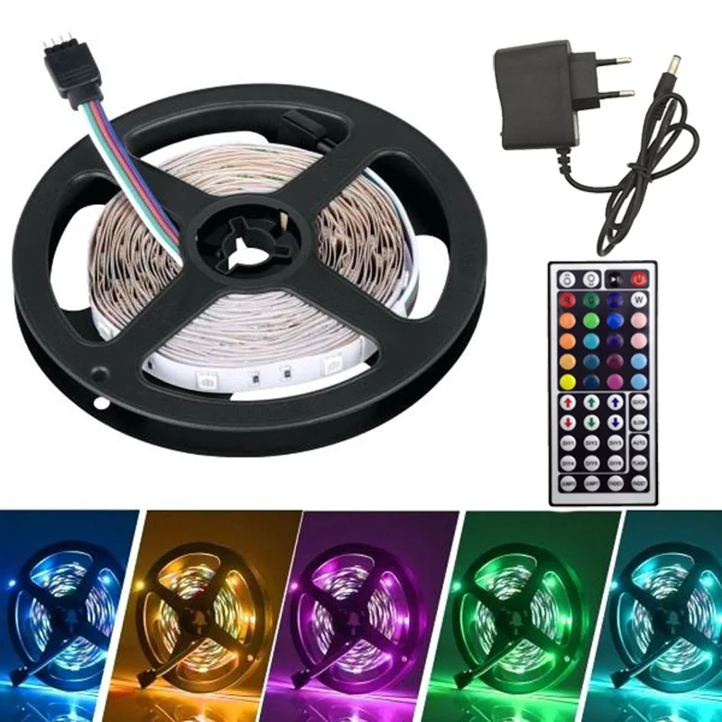 RGB Светодиодная лента 220 В 20 цветов 5 м 10 м 15 М 5050 гибкий светодиодный s освещение 220 В лента Диодная лента Водонепроницаемая DC 12 В адаптер питания набор