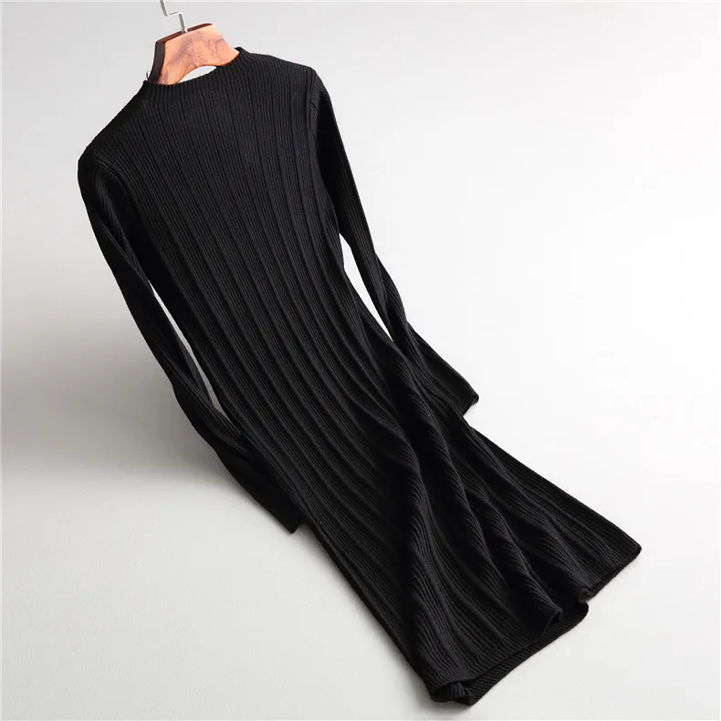 2018 Women Sweater Stand Collar Long Sleeve Pullovers Bodycon Dress Knitting Femme Tricot Pull | Женская одежда