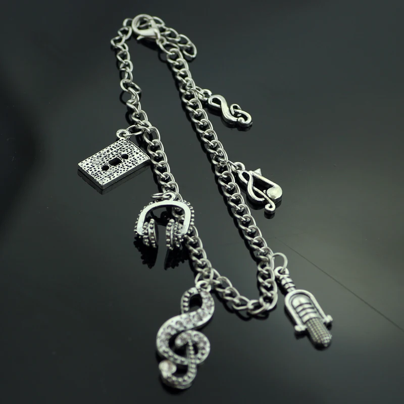 Фильм музыка поет браслет с шармом модные наушники микрофон магнитная лента музыкальные ноты браслет для женщин модные ювелирные изделия
