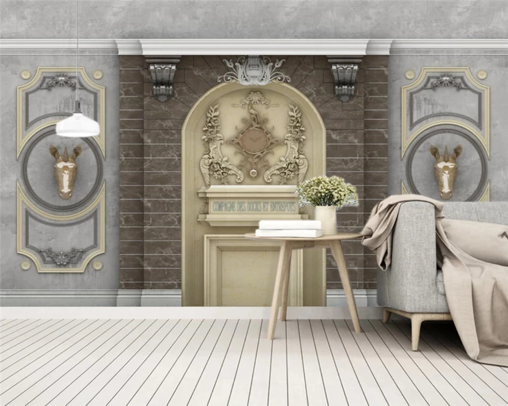 beibehang Customized retro embossed French carved simple European TV background papel de parede wallpaper papier peint behang |