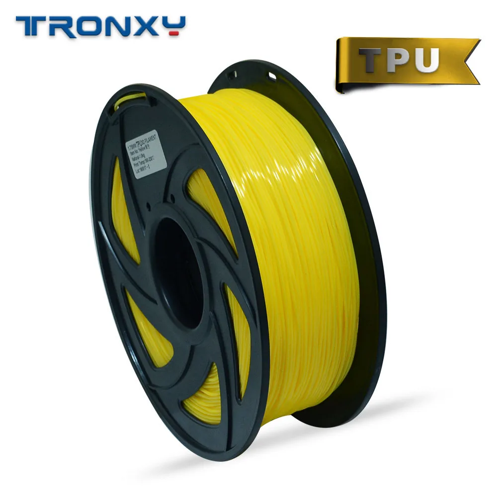 1KG TPU Yellow TRONXY Гибкий Мягкий ТПУ 1,75 мм нить 1 кг гибкий пластик для 3D печати ручка 3d принтер прозрачный синий цвет материалы - Цвет: 1KG TPU Yellow