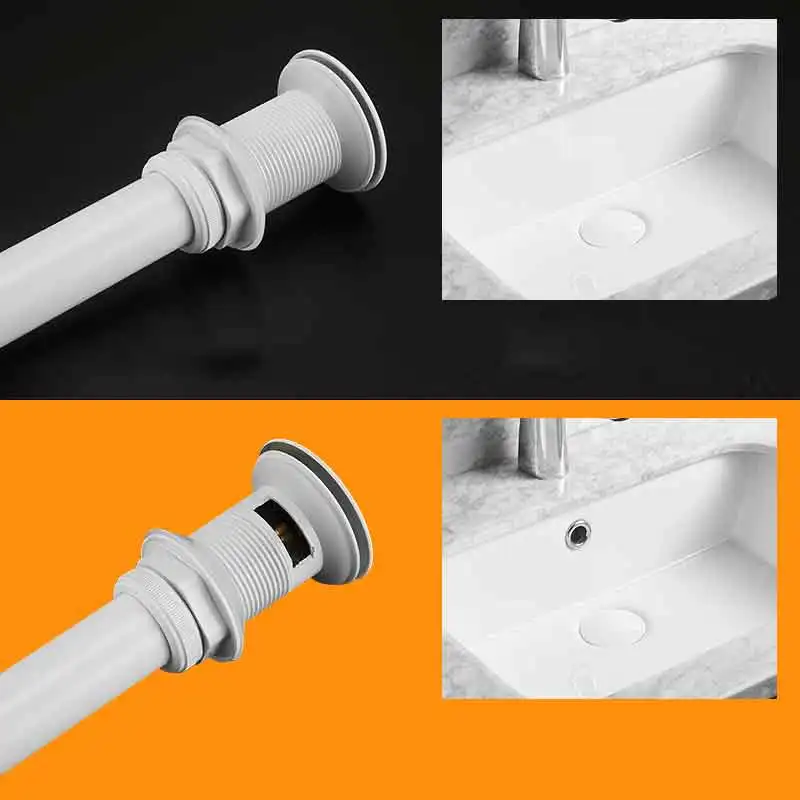 Слив для раковины в ванную комнату выдвижной из латуни с переливом белый