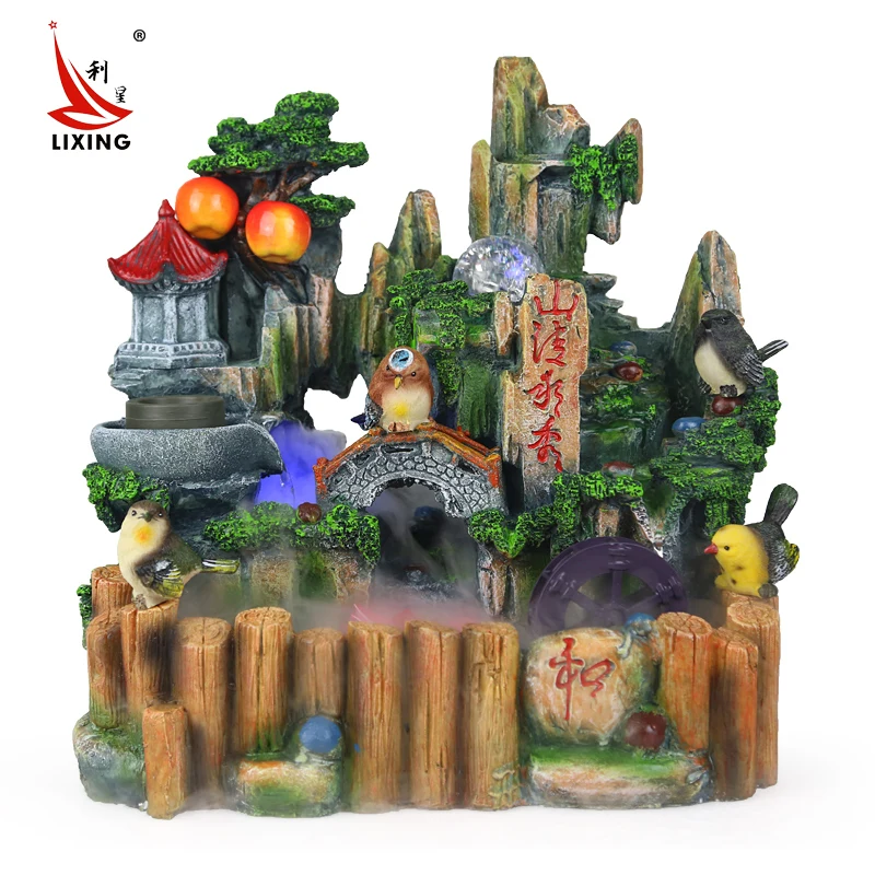 

Home Furnishing ornament fish rockery bonsai furnishings Fengshui round water fountain water humidifier Zhaocai.