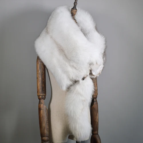 natural fox white Роскошный натуральный Лисий мех женские зимние шарфы настоящий натуральный цельный лисий мех воротник теплый мягкий модный натуральный Лисий мех шарф - Цвет: natural fox white