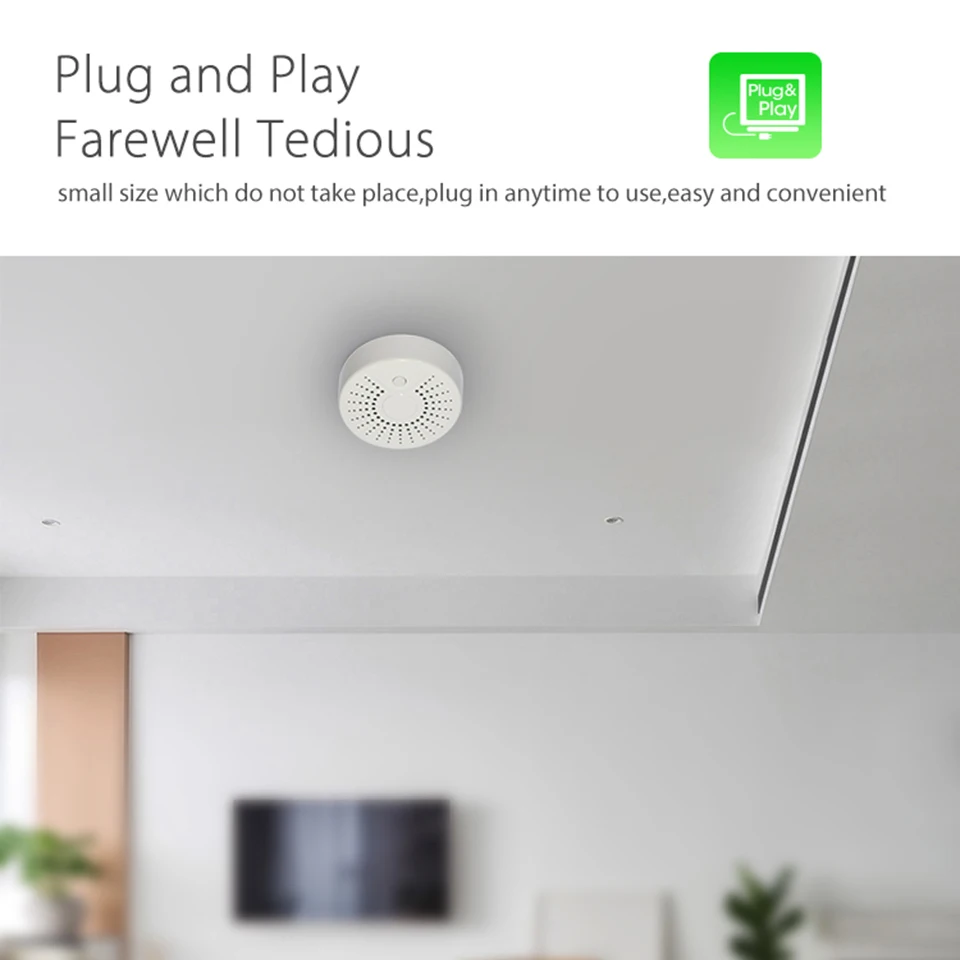 Интеллектуальная беспроводная (Wi Fi) пожарная сигнализация дыма Сенсор