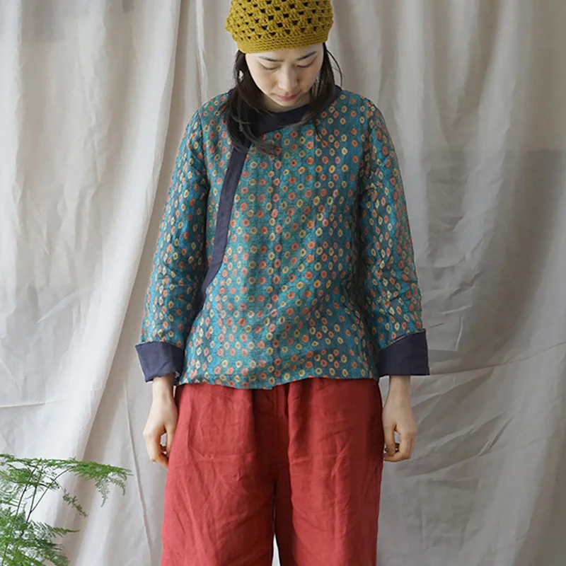 Женские рубашки с цветочным принтом весенние блузки длинным рукавом в китайском