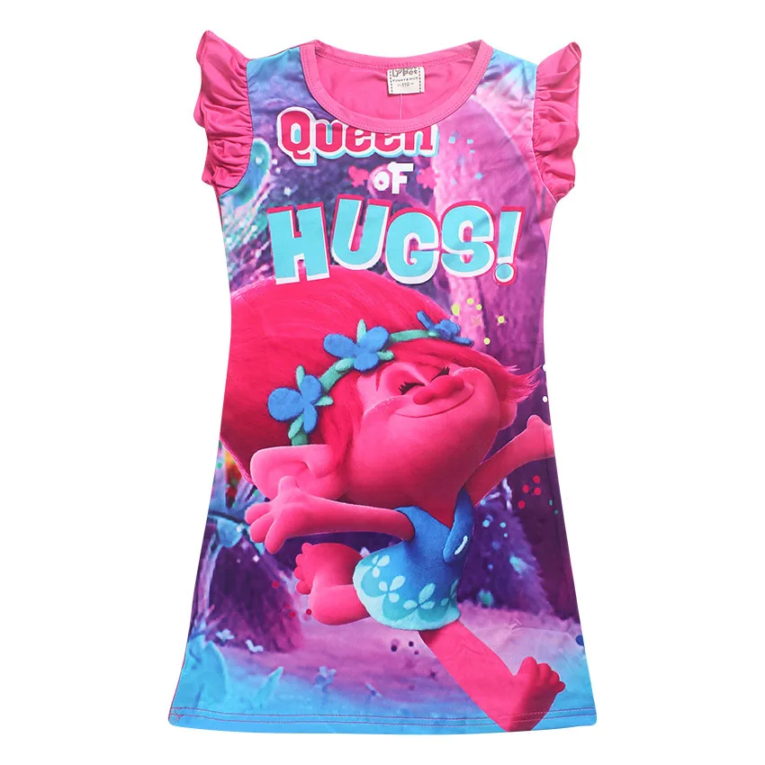 2018 Children's Clothes Baby Girls Dress Beauty and beast Kids Cute Cartoon Trolls Princess Dresses Pajamas Home 4-10Y | Детская