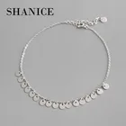 Шанис реальные 925 стерлингового серебра Браслет Модные круглые куски кулон пляжные ножные браслеты серебро Сандалеты с перепонкой на лодыжке, Женские Ювелирные изделия, подарок