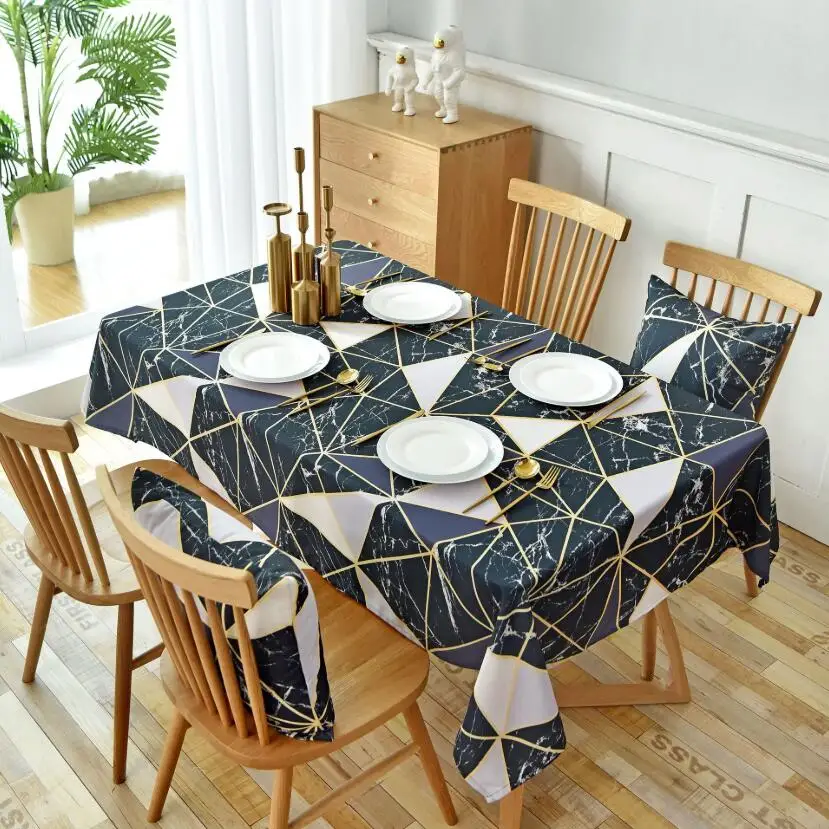 Скандинавское украшение Ins скатерть с геометрическим рисунком черный мрамор