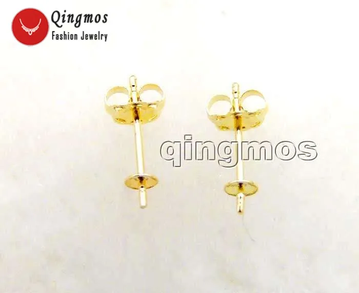 Qingmos 1 пара (2 шт.) 0 4*12 мм 14 к серьги из желтого золота в поисках ушной проволоки для