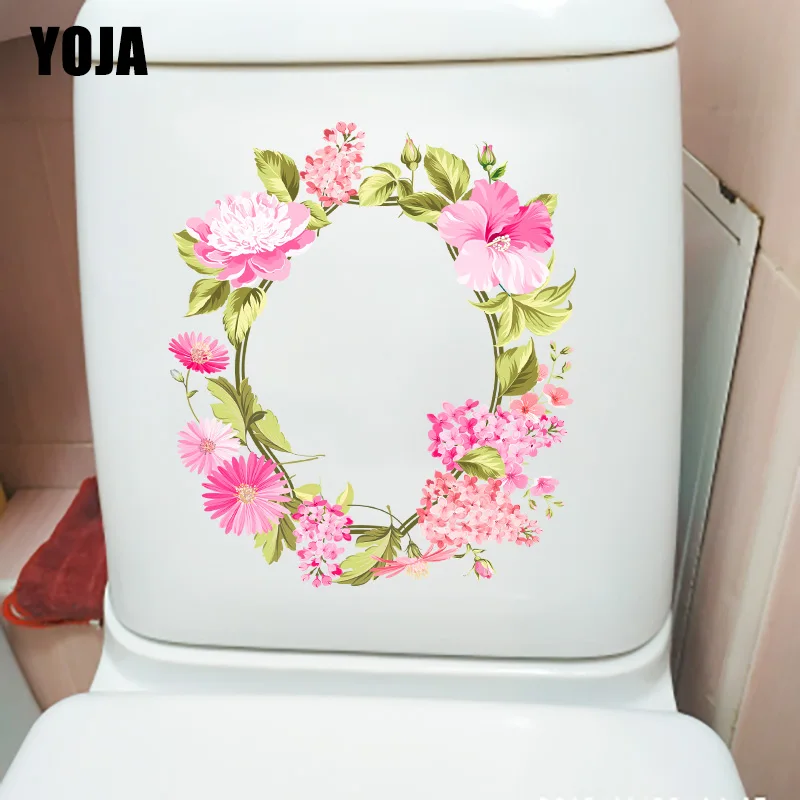 

YOJA 19,7X22,8 см свежий розовый гирлянда наклейки на стену домашний декор гостиной наклейки для унитаза T1-1801