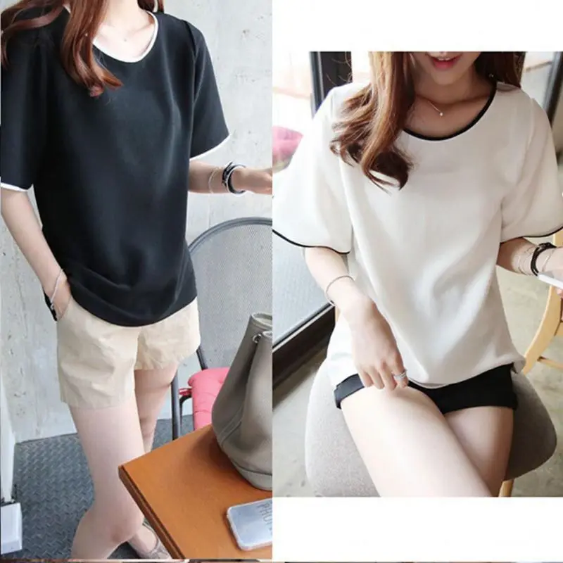 Модные женские футболки однотонные Женские с коротким рукавом повседневные
