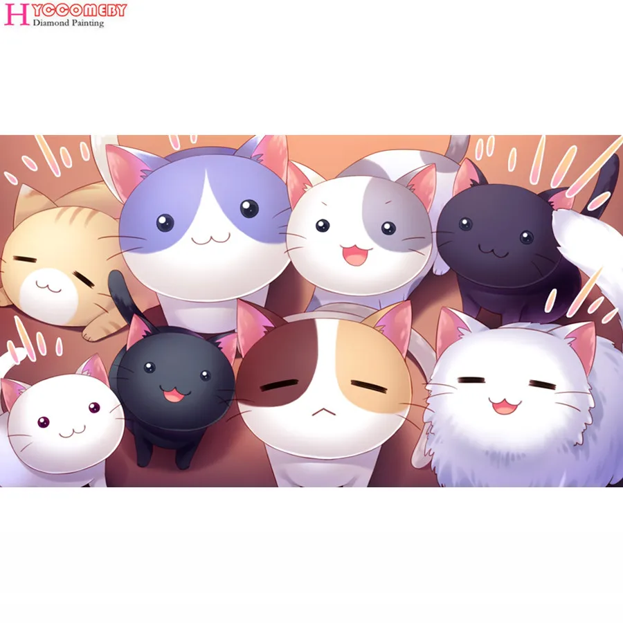 

5D Diamond Painting cartoon cat Anime DIY full round square Diamond Embroidery Diamond Mosaic Cross Stitch decoration gift