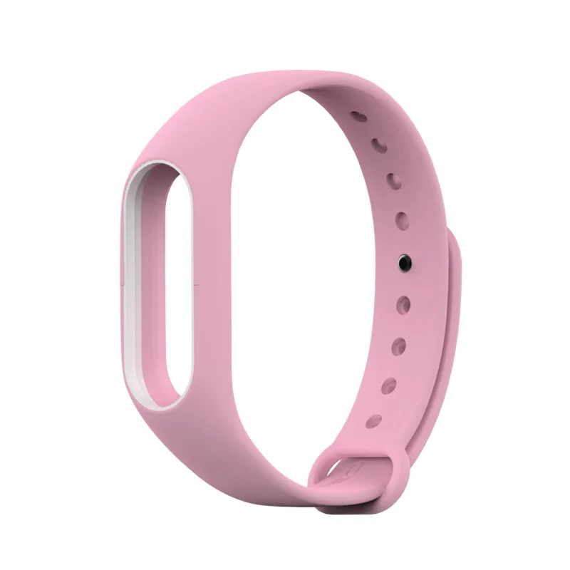 Mi jobs Цветной силиконовый ремешок для Xiaomi mi band 2, умный ремешок на запястье, двойной цвет, замена для mi band 2, браслеты - Цвет: light pink and white
