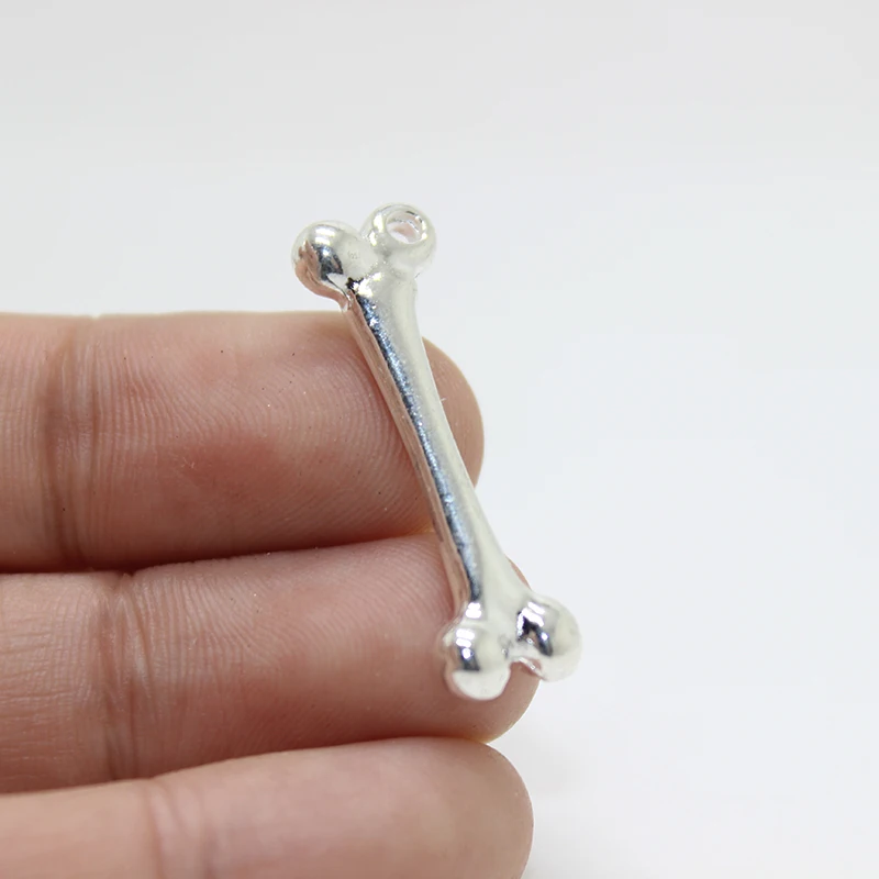 10 шт -- Bone charm 31x9x4 мм Яркий Серебряный тон Femur 2 сторонние Подвески Подвеска |