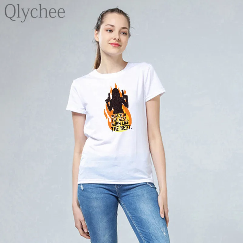 Женские футболки с буквенным принтом Qlychee Harajuku летние свободные коротким рукавом