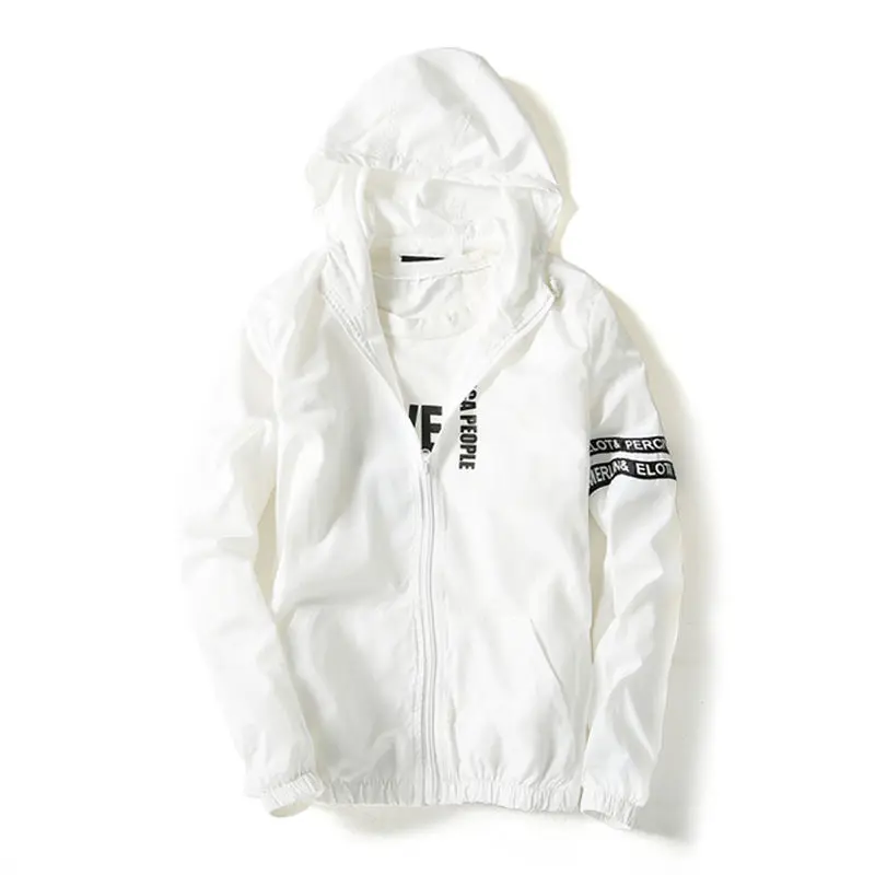Jackets Men 2018 Summer New Thin Breathable Fashion Letter Hooded Clothing Mixed Color Plus Size M-4XL | Мужская одежда