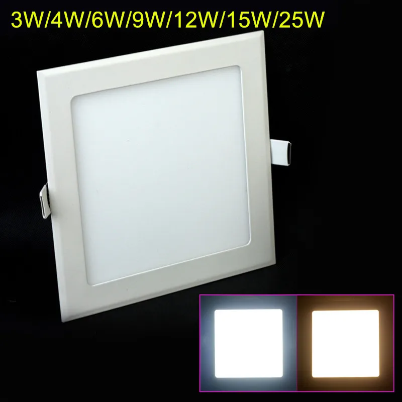 Lámpara de techo LED de 25W, luz cuadrada ultrabrillante, empotrada, color blanco...