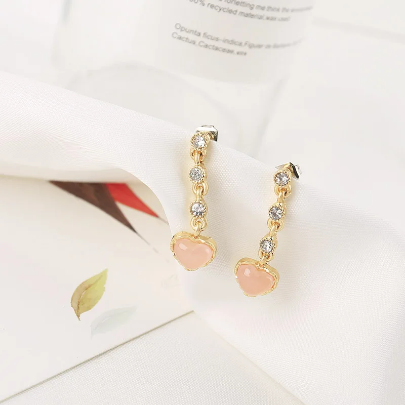 Новые модные золотые длинные красные сердца блестящие стразы для девушек