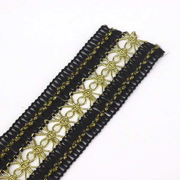 Плетеная черная Золотая отделка из кружевной ткани ленты скрапбукинг