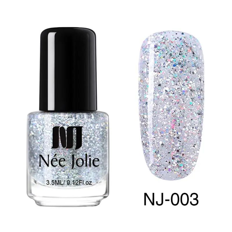 Glitter-003 NEE JOLIE лак для ногтей Хамелеон 3,5 мл чешуйчатые блестки лак для ногтей фиолетовый золотой Блестящий лак для ногтей черная основа - Цвет: Glitter-003