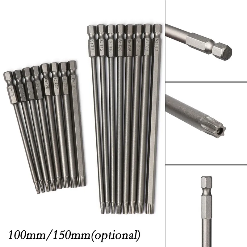8 шт. отвертка Torx 100 мм 150 Длина Длинный Стальной Магнитный защитный Электрический