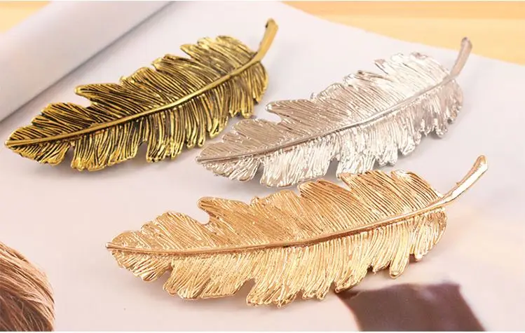 Женская заколка пряжка Zoeber металлическая форма листа с кристаллами и жемчугом