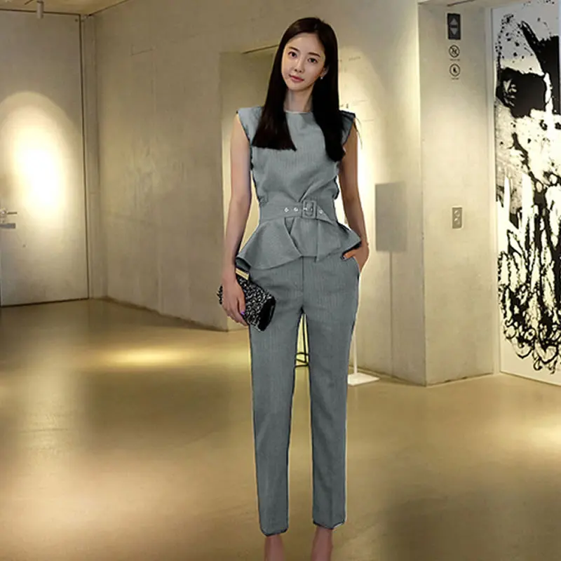 Весна и лето новое пальто без рукавов с листьями лотоса тонкие брюки два