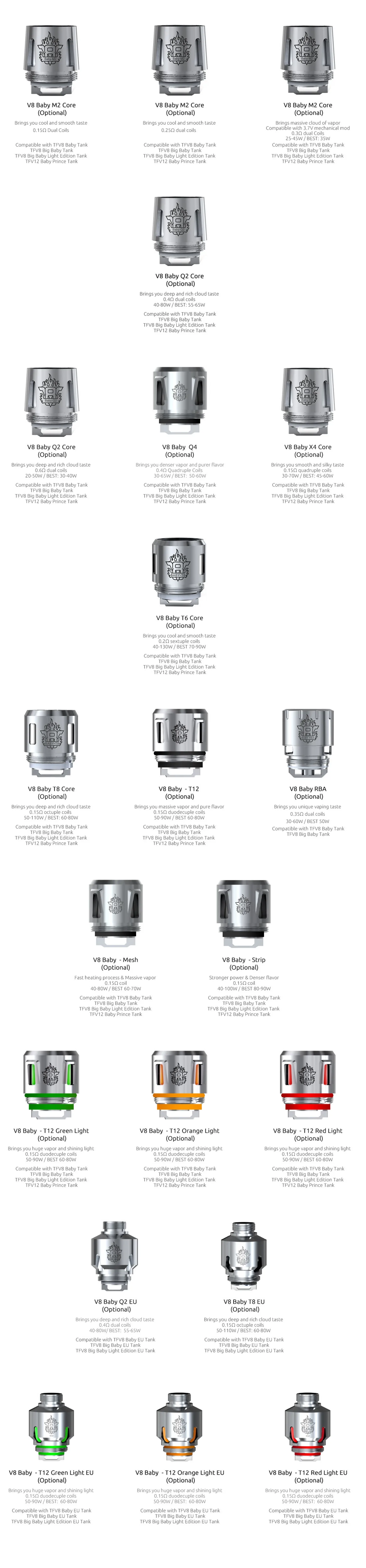 Smok TFV8, детская катушка, головка V8, детский T8 T6 X4 Q2 Q4 M2, ядро для TFV8, большой детский бак V12, детский Принц, танк, Vape, аксессуары