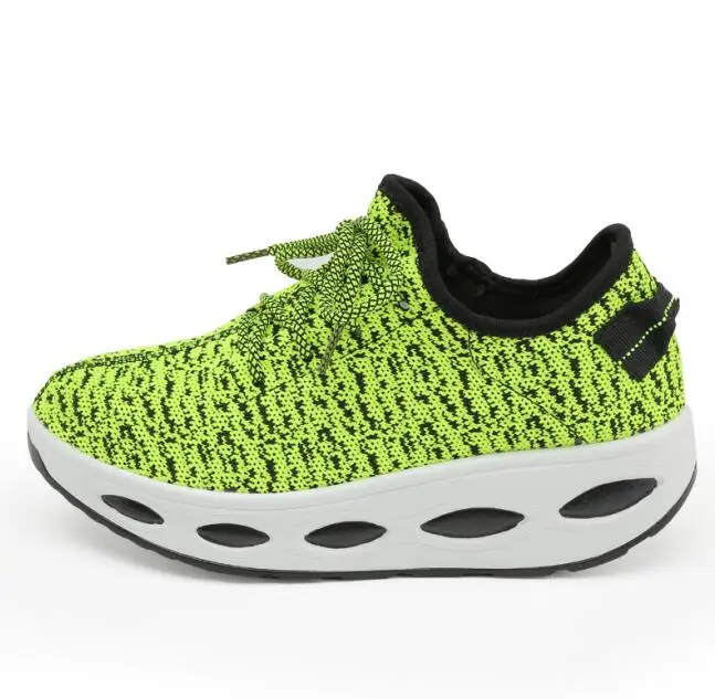 QJ-605 Green Новинка года; стильные женские кроссовки на платформе; спортивная обувь на танкетке для женщин; дышащая обувь для свинга; обувь для фитнеса; прогулочная обувь - Цвет: QJ-605 Green