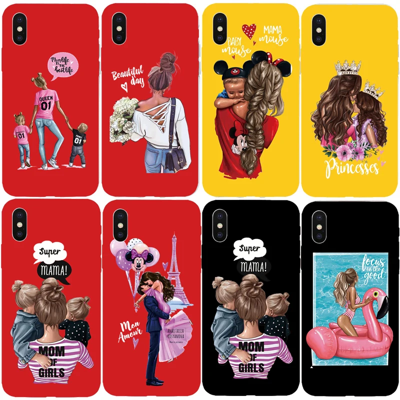 Чехол для iphone 6 7 8 Plus модные мягкие силиконовые чехлы телефонов Mom Love X Xs Max Xr 10 6s 5 5s Se