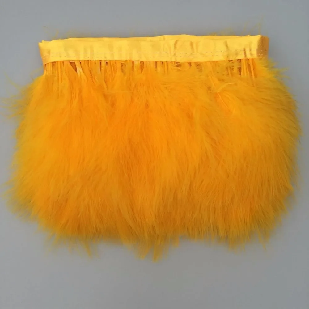gold yellow marabou feather ribbon fringe strip 4yard trim 4-6&quot turkey fringing for dresses clothing party decoration | Дом и сад