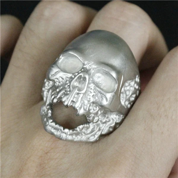 Размер от 7 до 15 крутое унылое полированное модное большое кольцо с черепом 316L из