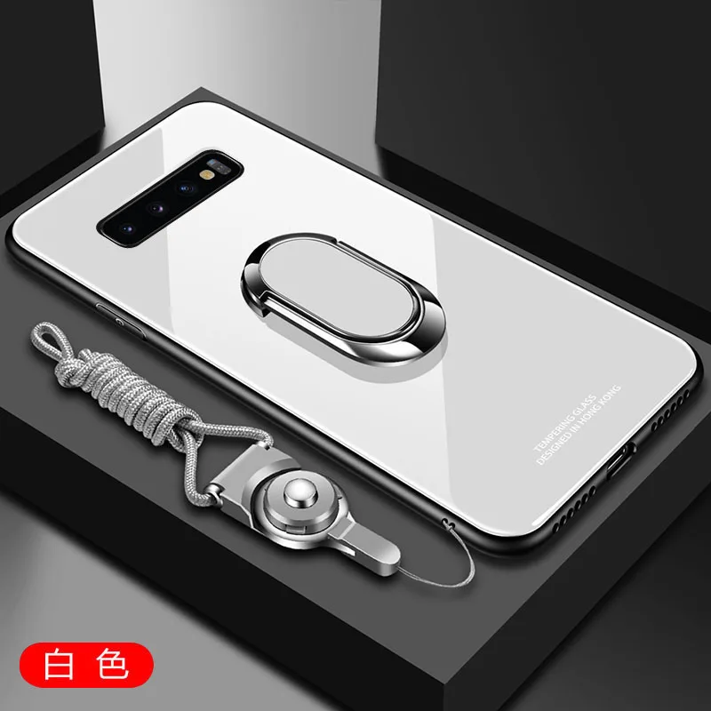 white Для samsung Galaxy S10 5G Футляр закаленное Стекло с подставкой Кольцо Магнит защитный чехол для samsung s10 5g shell - Цвет: white