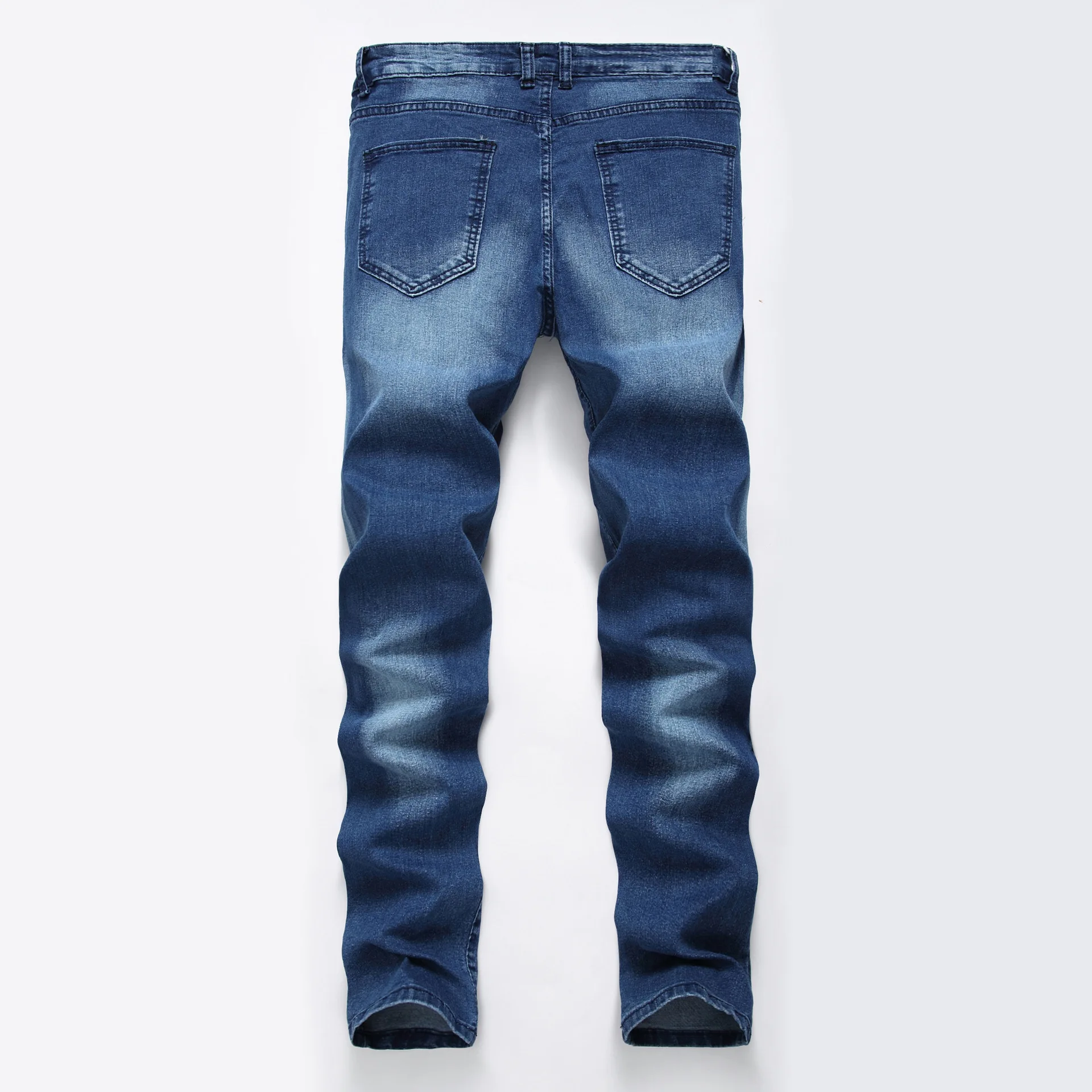 Silentsea серый Рваные джинсы Для мужчин простой Denim Тощий бренд Slim Fit Марка Жан брюки плюс Размеры байкерские джинсы