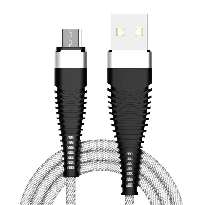 Высокопрочный круглый кабель Micro USB кабель 5 V/2A плетеный кабель для быстрой зарядки передачи и синхронизации данных USB ЗУ для мобильного телефона кабель для samsung/Xiaomi/LG/huawei 1 м - Тип штекера: Silver