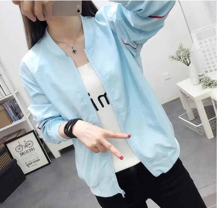 Blue Весенняя летняя модная женская однотонная одежда для защиты от солнца, свободная тонкая куртка с длинными рукавами, женские тонкие пальто, верхняя одежда - Цвет: Blue